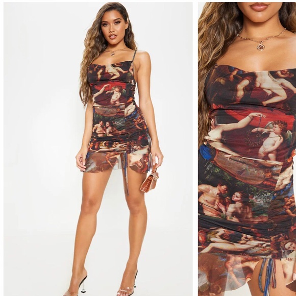 PrettyLittleThing Dresses & Skirts - PrettyLittleThing Mesh Renaissance bodycon dress 6